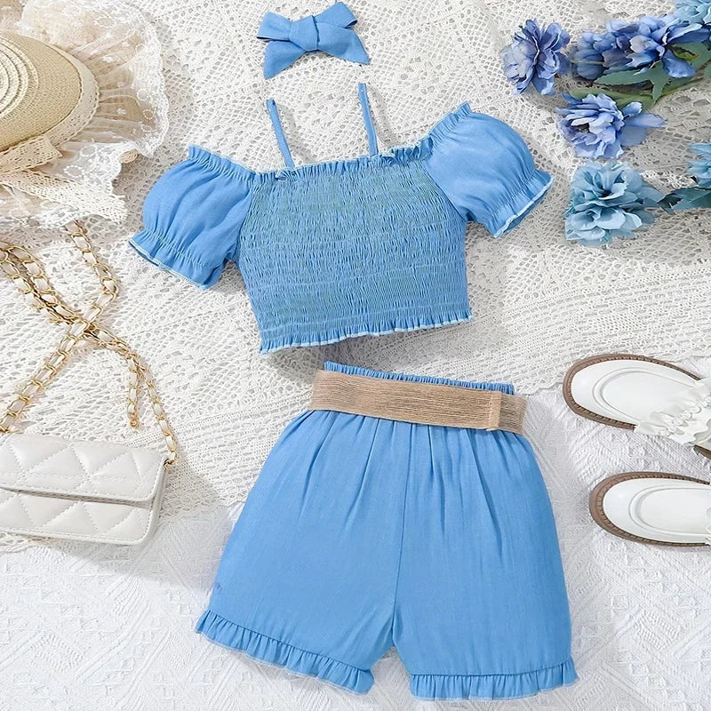 Blue Bow Shorts Outfit