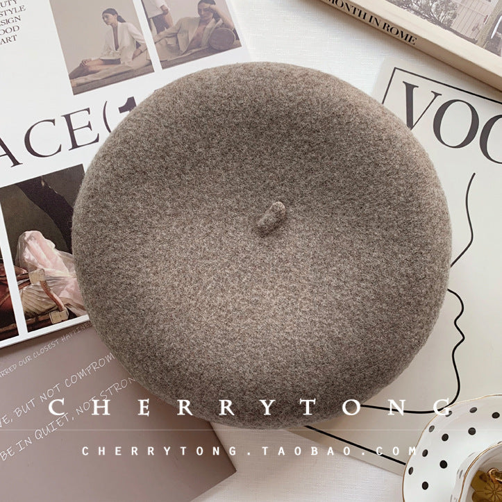 Retro Wool Beret  Cashmere & Wool Women's Hat for Autumn & Winter