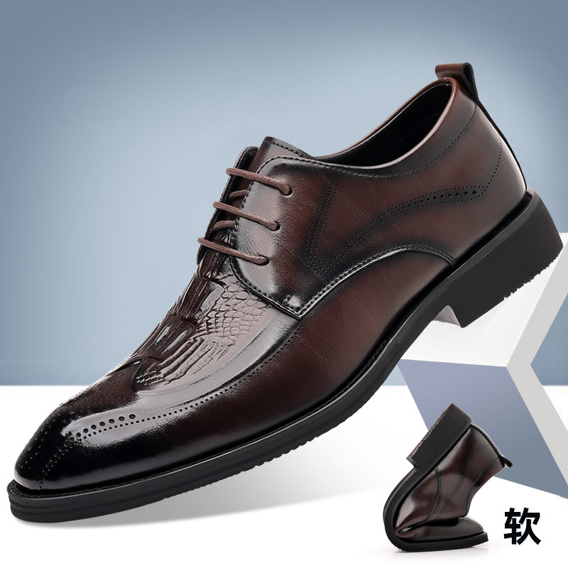 Mens Crocodile Pattern Brogue Leather Shoes