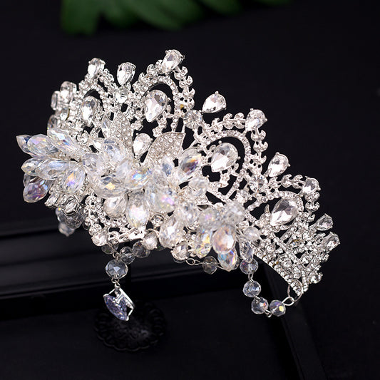 Crown tiara, bridal crystal eyebrow pendant, wedding dress, headband