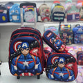 Cartoon 16Inch three-piece set with a rolling rod backpack 3D hard shell backpack with wheels