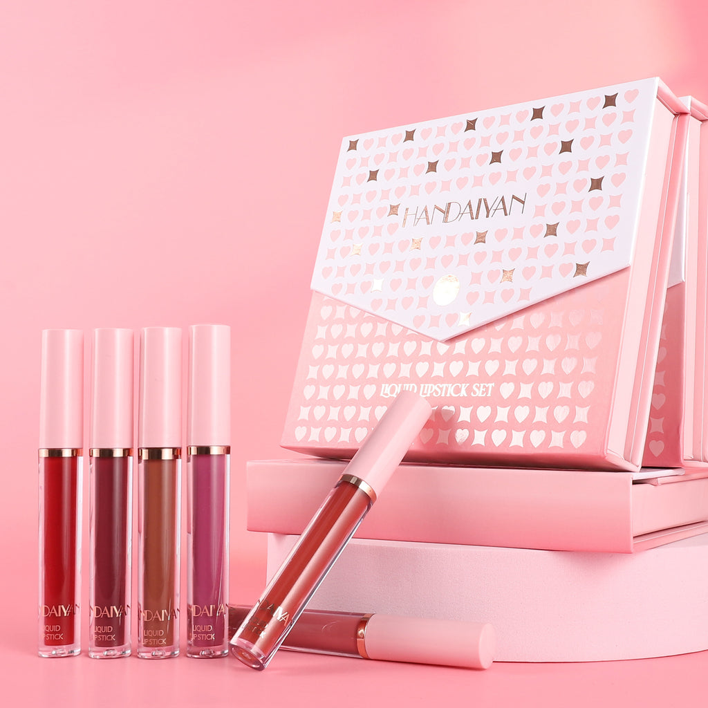 Lip Gloss Set Liquid Matte Handaiyan Lipstick Non-Stick Cup Non-Fade 6 Lip Gloss Set