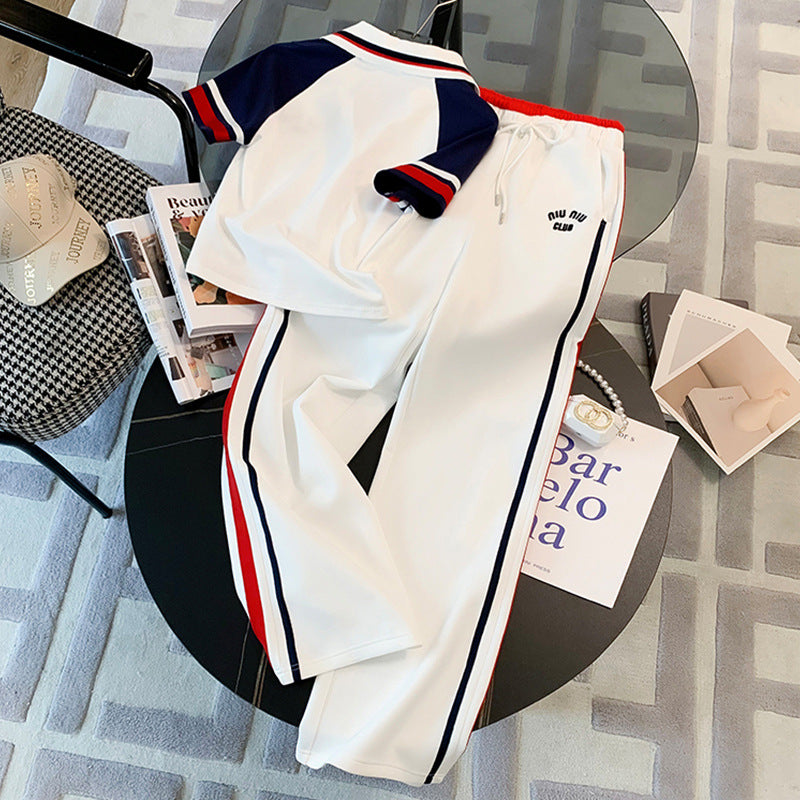 Casual polo tracksuit women's summer cotton two-piece set