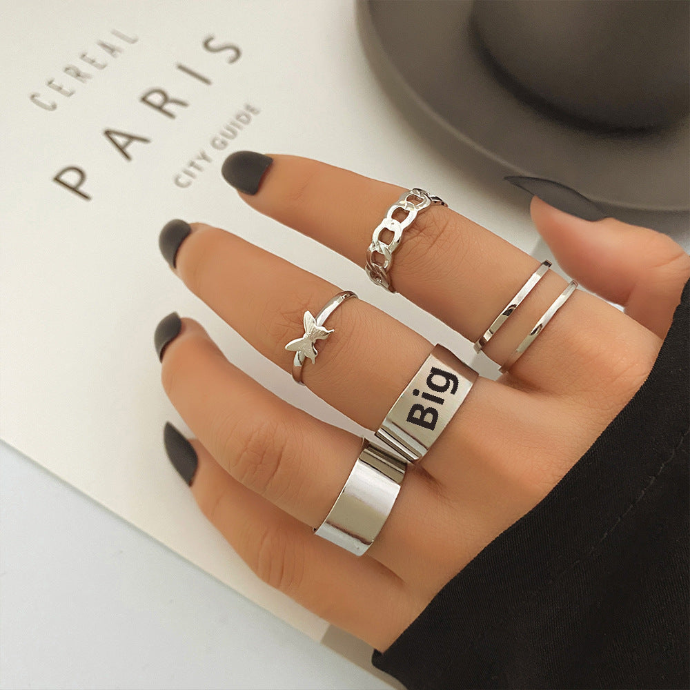 Butterfly ring opening multi-joint ring set 22 pieces love ring female design sense niche