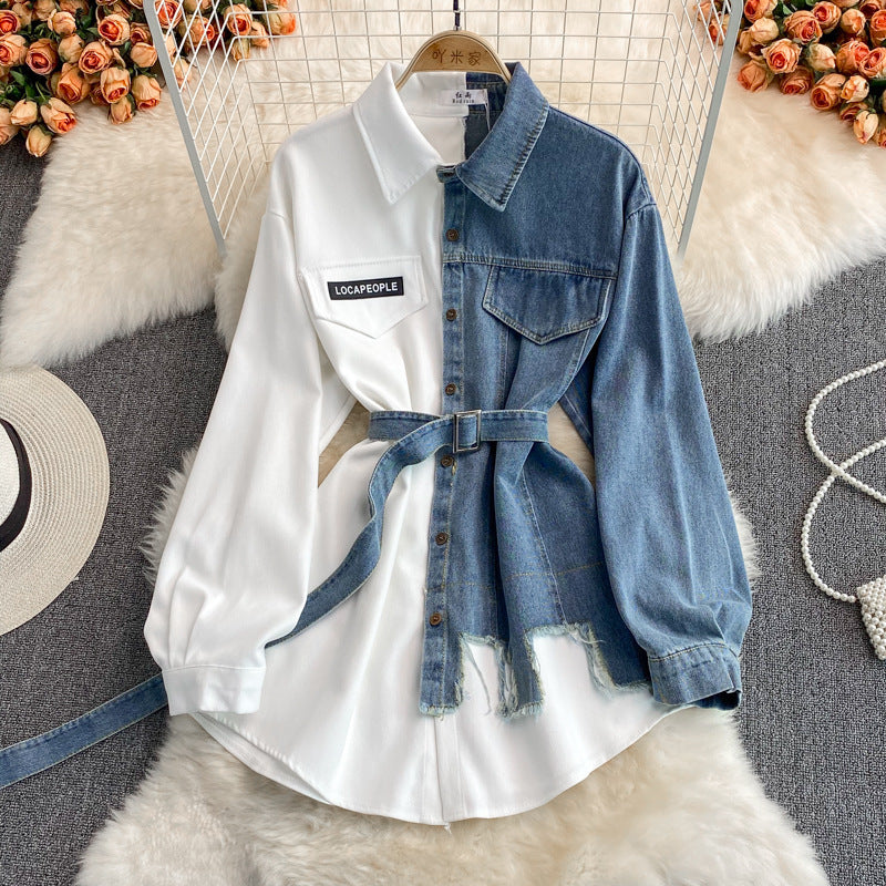 Waist Slimming Irregular Midi Shirt