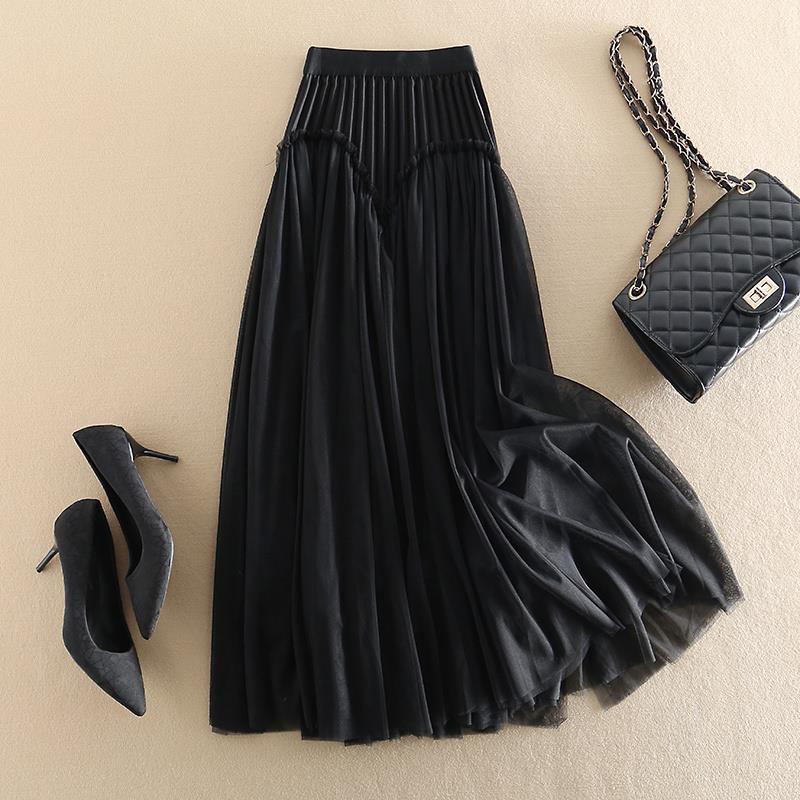 Elegant Mesh-Panel Skirt (On Hand)