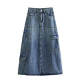 European & American Style A-Line Denim Skirt