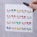 Mini Cute Colorful Diamond Animal Stud Earrings Set - Cartoon Butterfly, Flower, Cactus Designs