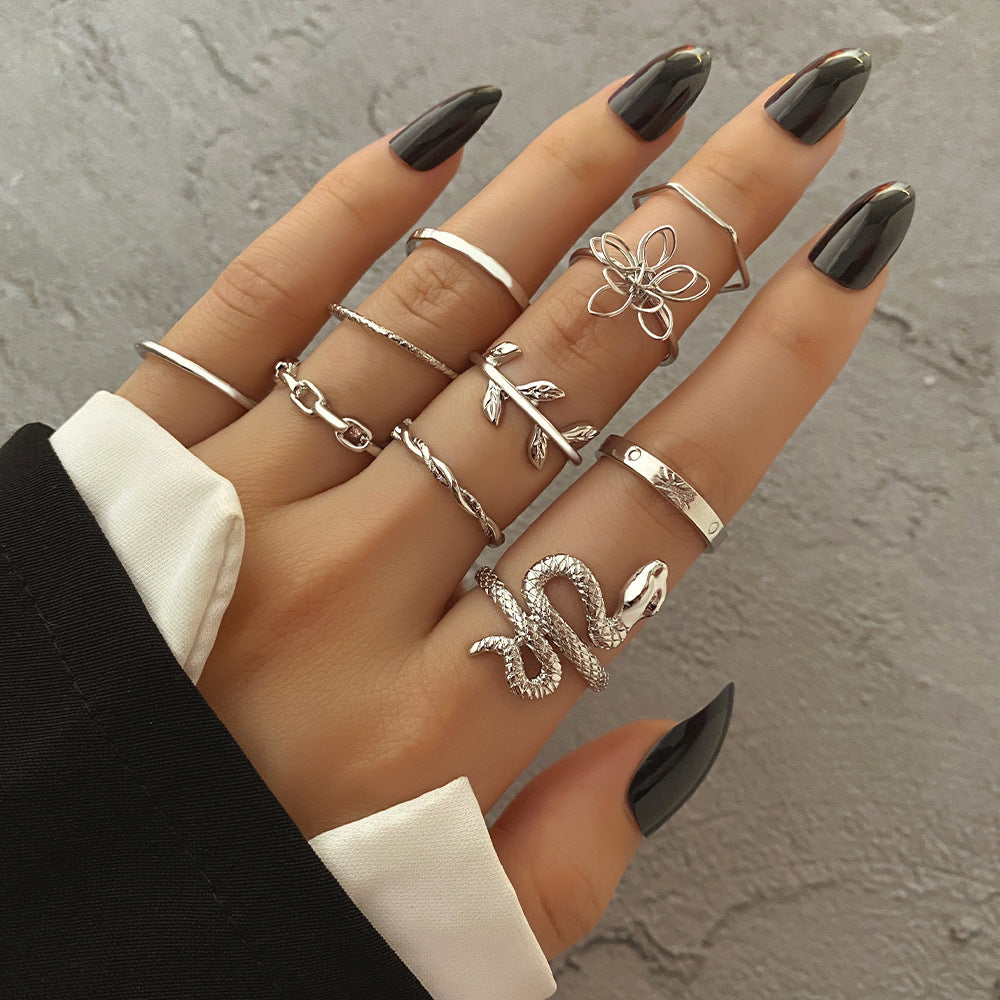 Butterfly ring opening multi-joint ring set 22 pieces love ring female design sense niche