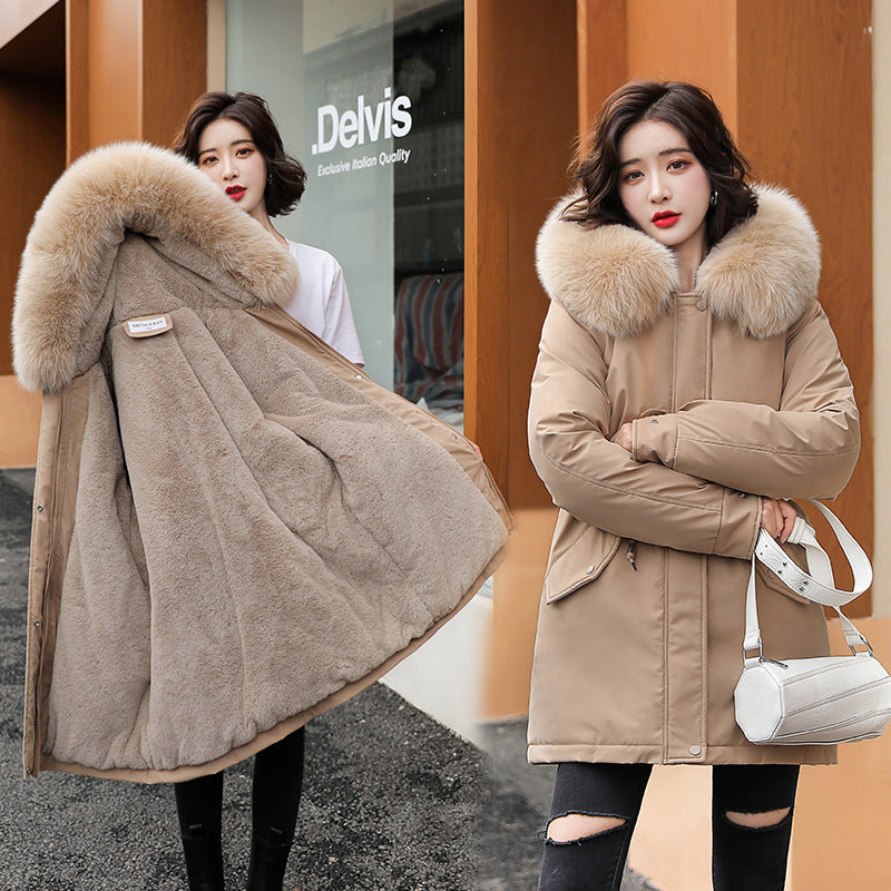 Korean Slim Fit Faux Fur Hooded Winter Jacket