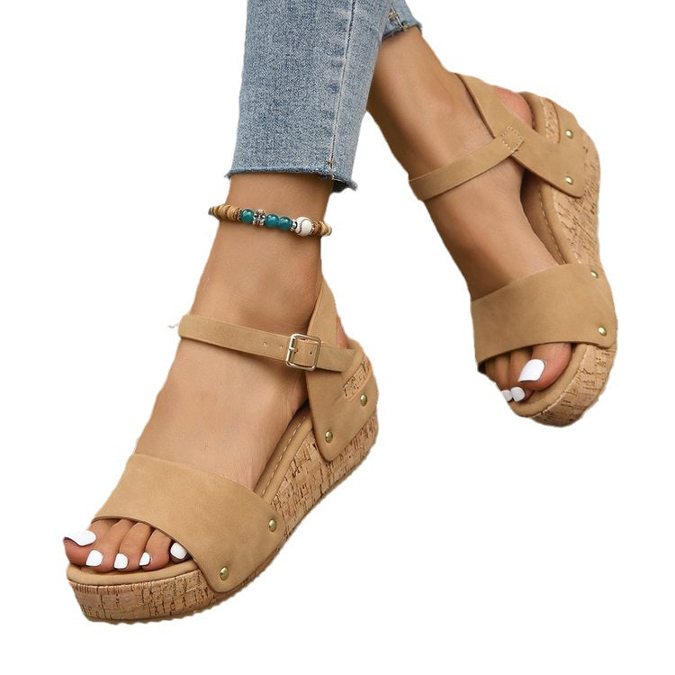 Wedge Roman Sandals for Women  Summer 2023 Thick Sole High Heel Strap Sandals