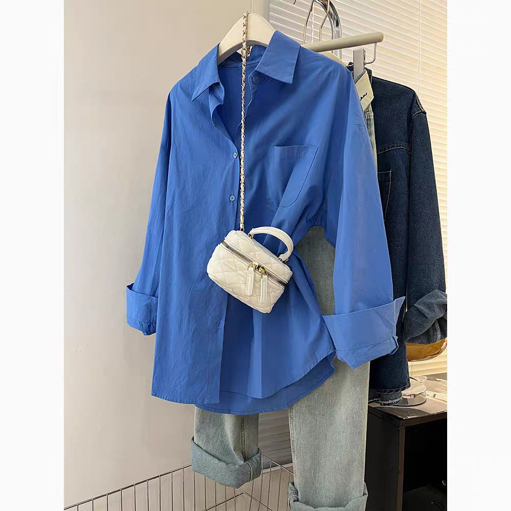 Womens Cotton Long Sleeve Layered Shirt  Spring & Autumn Cardigan Style Top