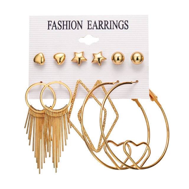 Creative French retro gold earrings set