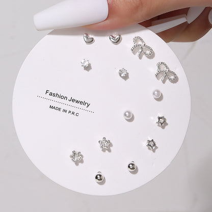 Small Stud Earrings Set - Exquisite 7 Pairs with Simple Color and Zircon Details