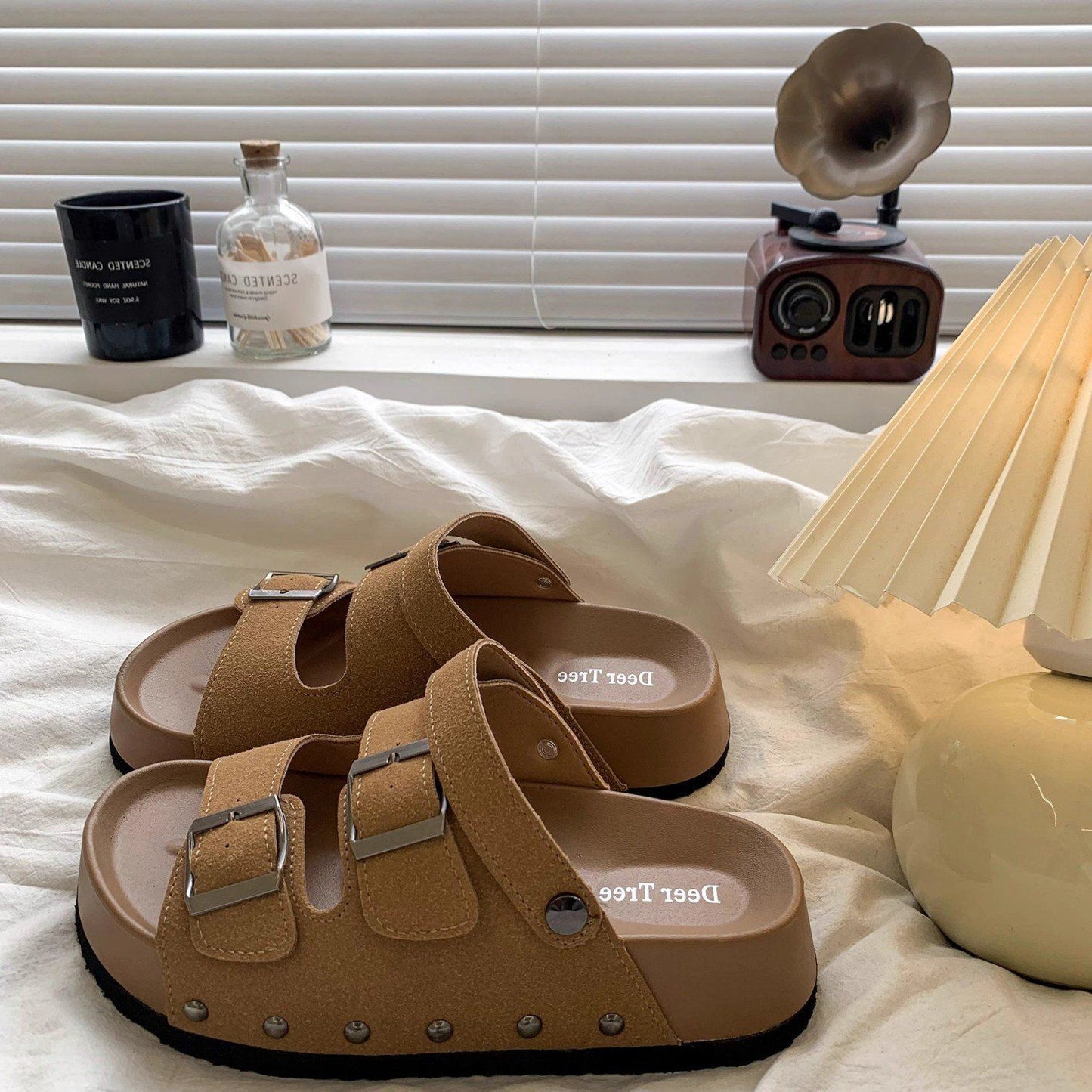 Retro Belt-Buckle Platform Sandals
