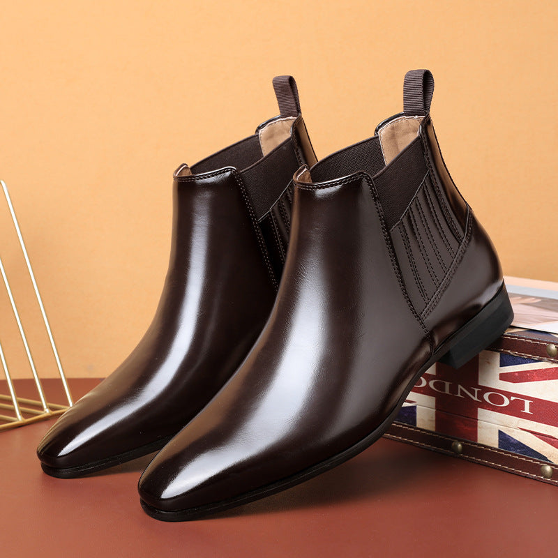 Mens Pointed Toe Chelsea Leather Boots