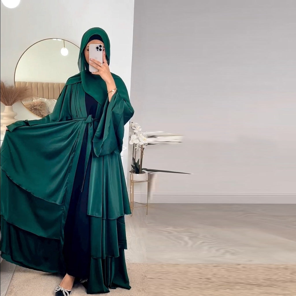 Muslim fashion solid color robe Abaya wears cardigan