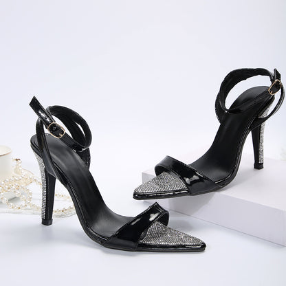 New Style Rhinestone Stiletto Sandals: Ladies' Buckle High Heels