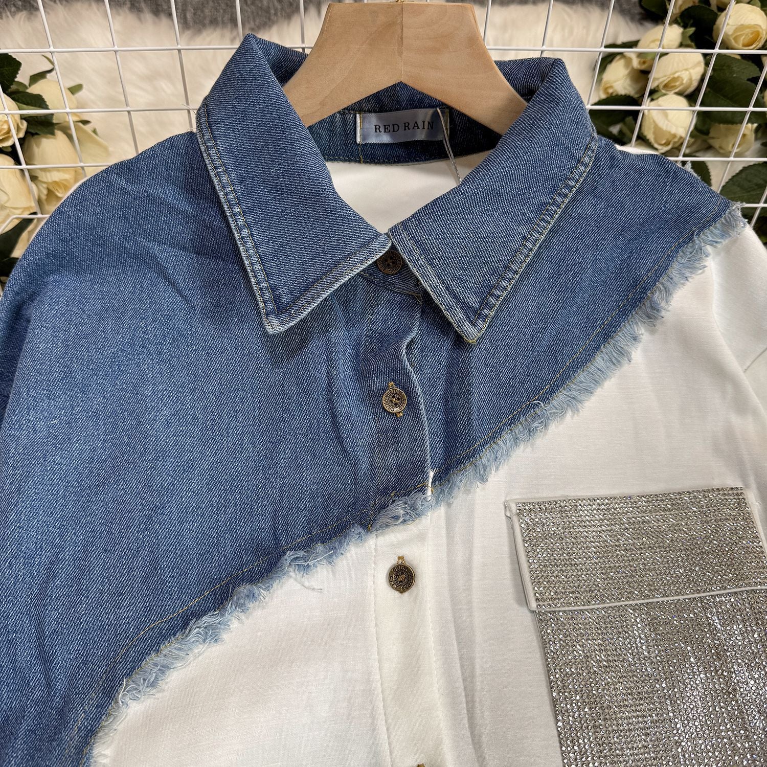 Retro Contrast-Stitch Denim Set
