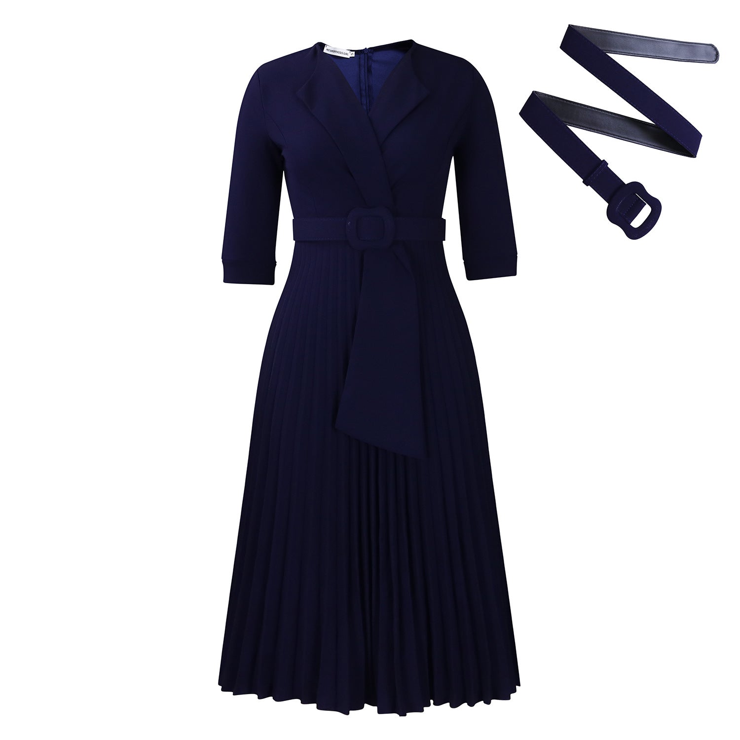 Suit Collar Press-Pleated Waist Plus Size African Dress