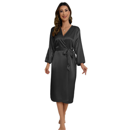 Women's bathroom cardigan, lace-up bathrobe