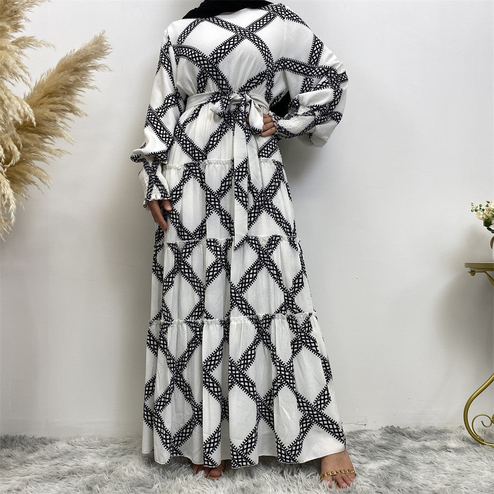 Elegant Printed Long Skirt Base Wear Dress