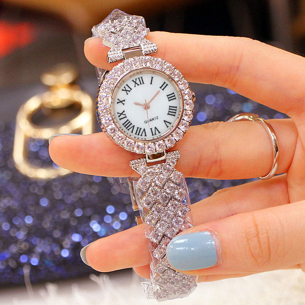 Roman pattern diamond ladies watch women's watch quartz bracelet