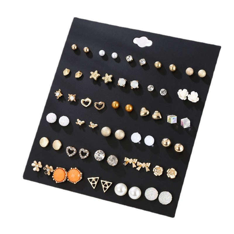 Pearl Stud Earrings Set – 30 Pairs Fashion Earrings for Women