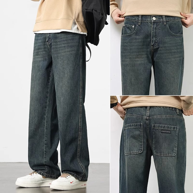 Men's Wide-Leg Jeans Straight Loose Fit (On Hand)
