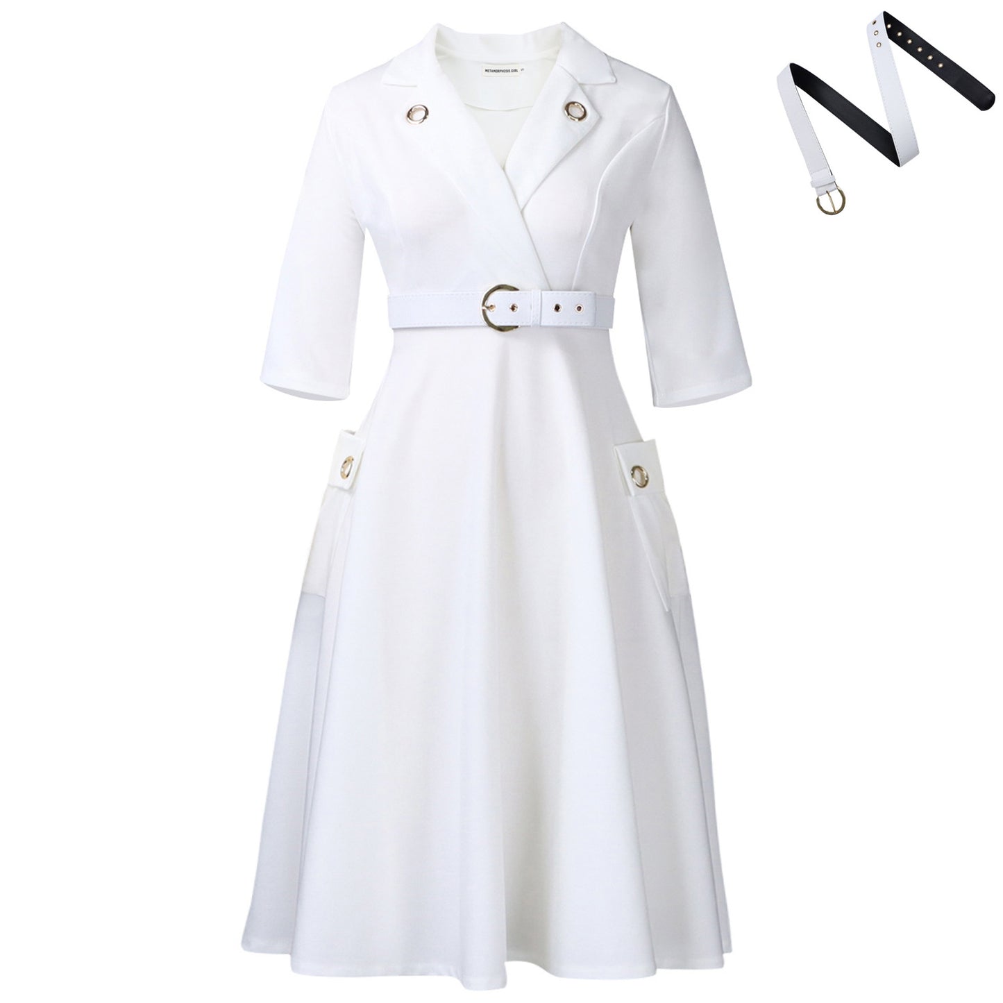 Elegant Plus Size African High Waist Dress with Suit Collar – 2025 Women’s Fashion