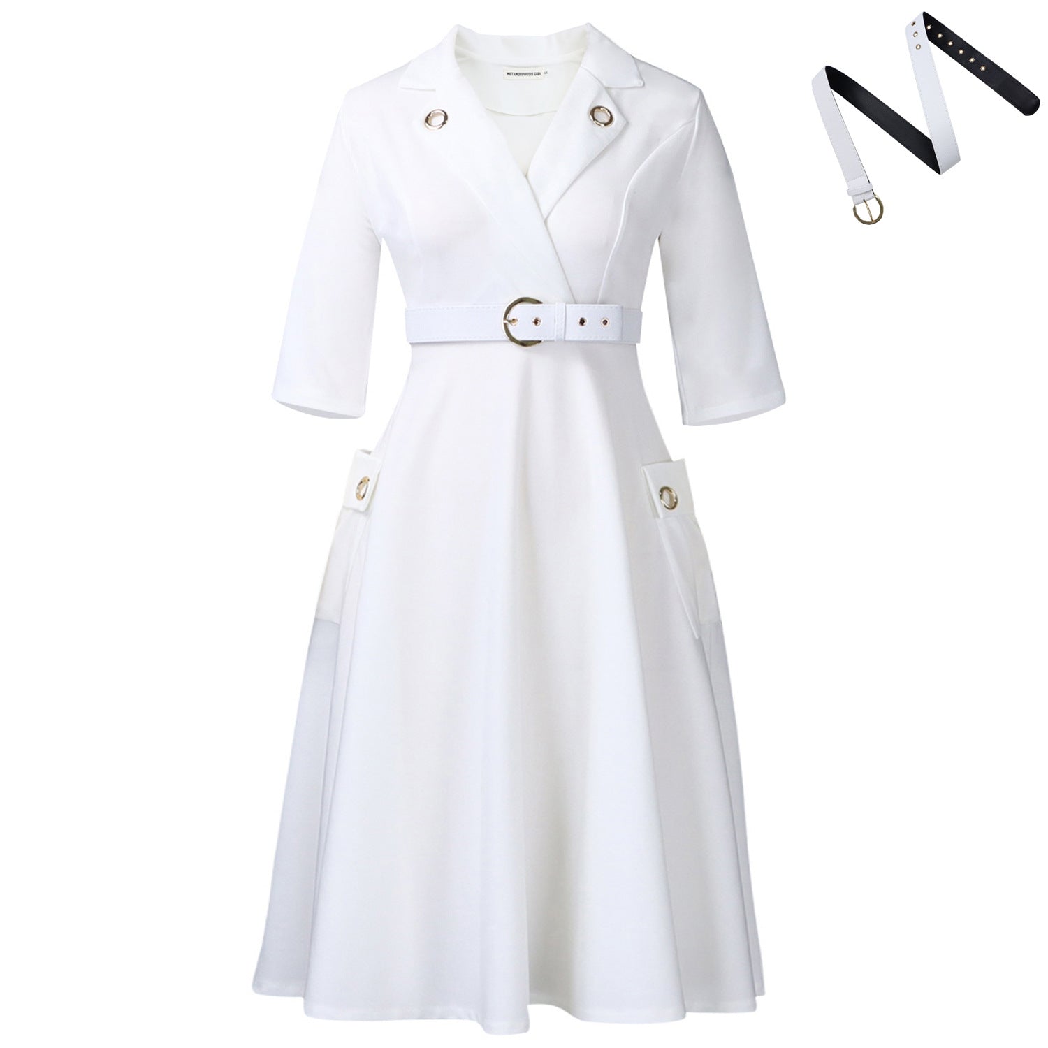 Elegant Plus Size African High Waist Dress with Suit Collar – 2025 Women’s Fashion