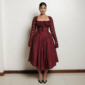 Spring Women's Lace Long Sleeve Midi Dress