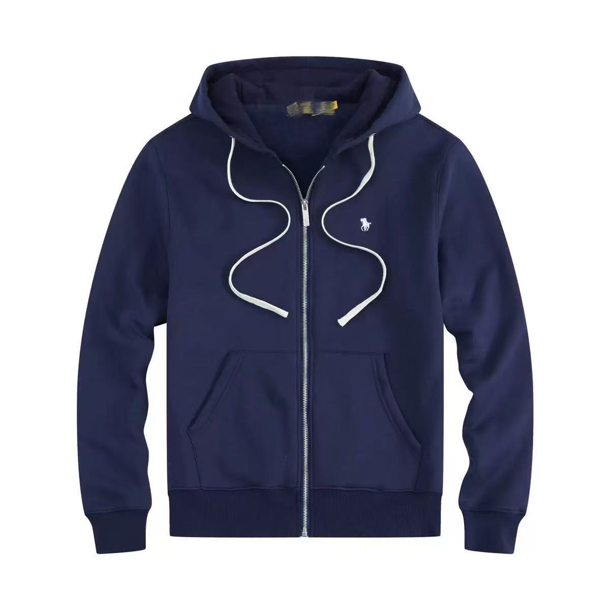 Mens Thick Cotton Fleece Zip-Up Hoodie