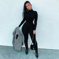 Skinny long-sleeved fleece jumpsuit