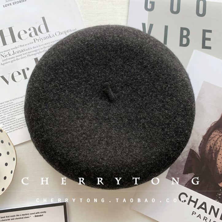 Retro Wool Beret  Cashmere & Wool Women's Hat for Autumn & Winter