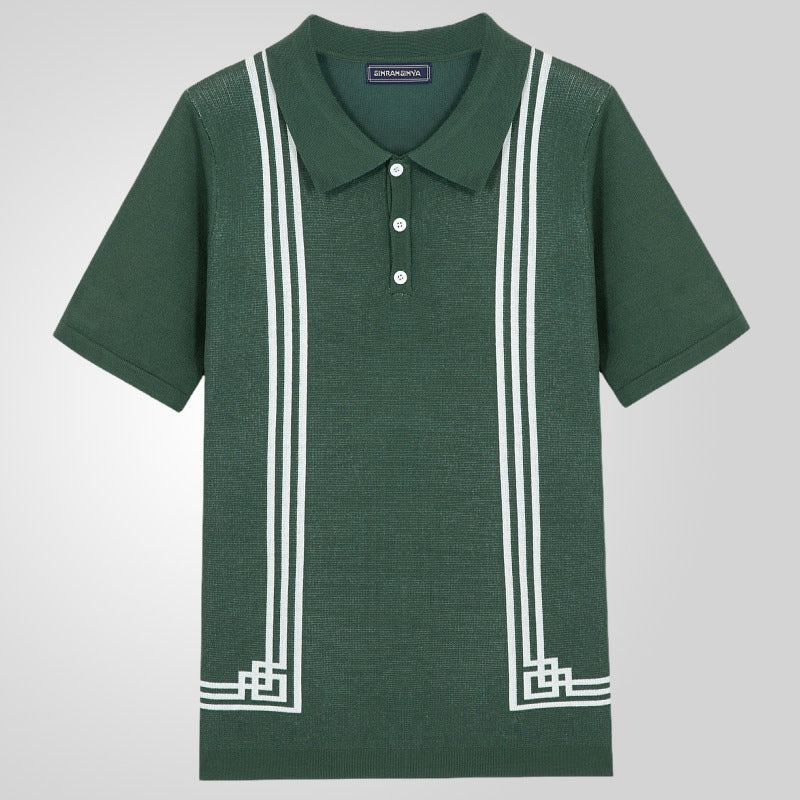 Green Striped Slim Polo
