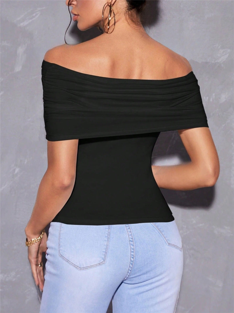 T-shirt Off The Shoulder Boat Neck Top