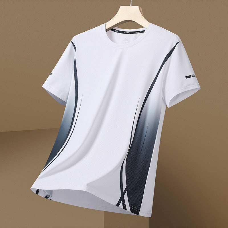 Men's Ice Silk Quick-Dry Sports T-Shirt  Breathable Summer Short Sleeve