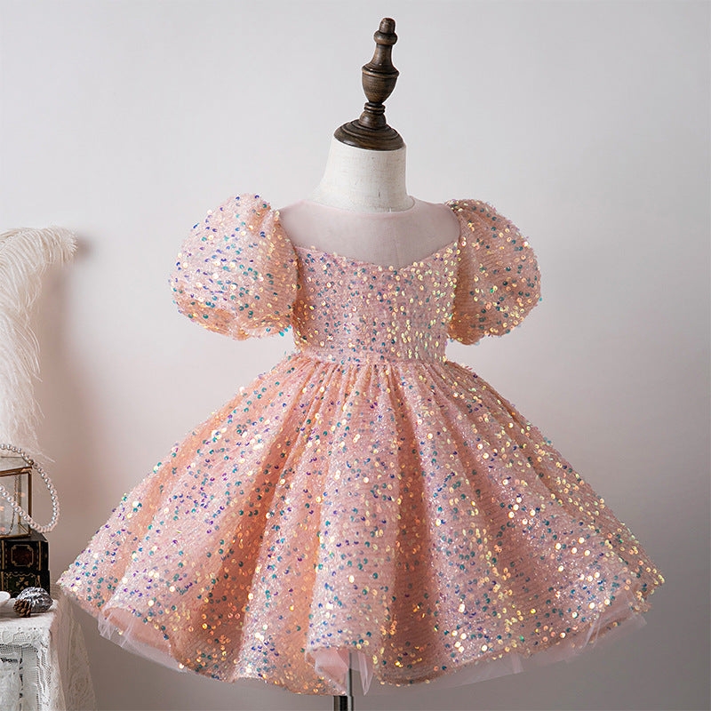 Sparkling Puff Sleeve Princess Dress
