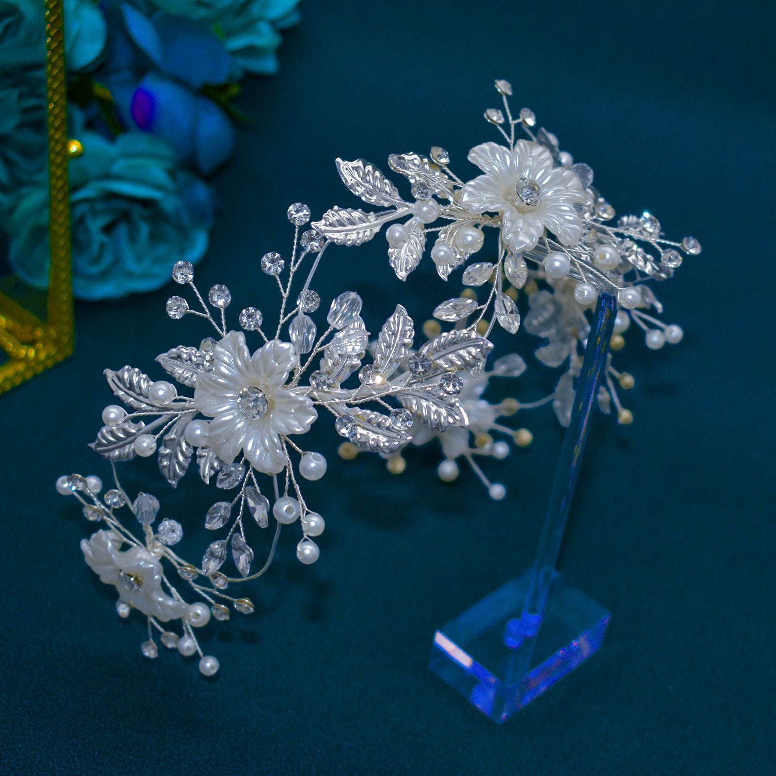 Bride handmade rhinestone flower headband