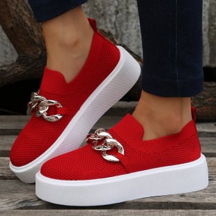 Thick-soled fly-woven breathable sneakers