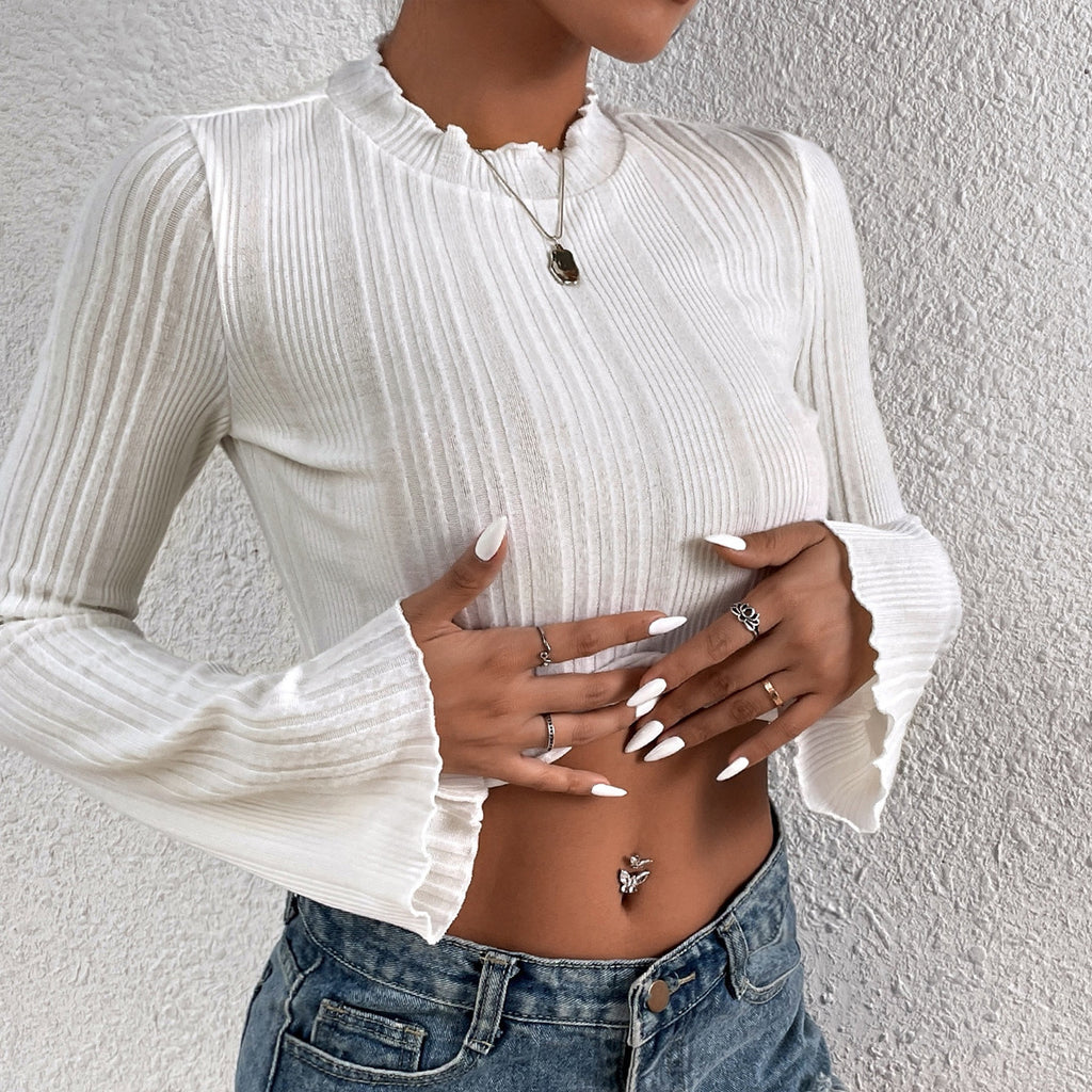 New sexy short long-sleeved tops women's slim sleeve shirts