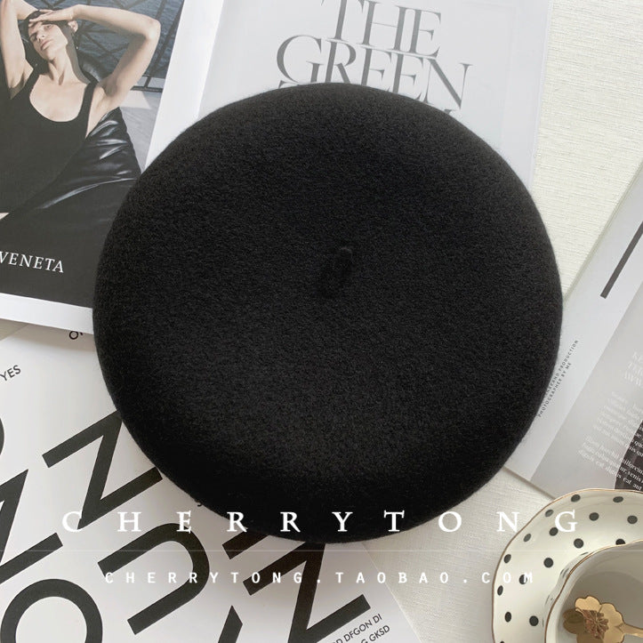 Retro Wool Beret  Cashmere & Wool Women's Hat for Autumn & Winter