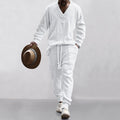 Men's V-Neck Jacquard Knitwear & Casual Sports Suit  Fall/Winter Fashion