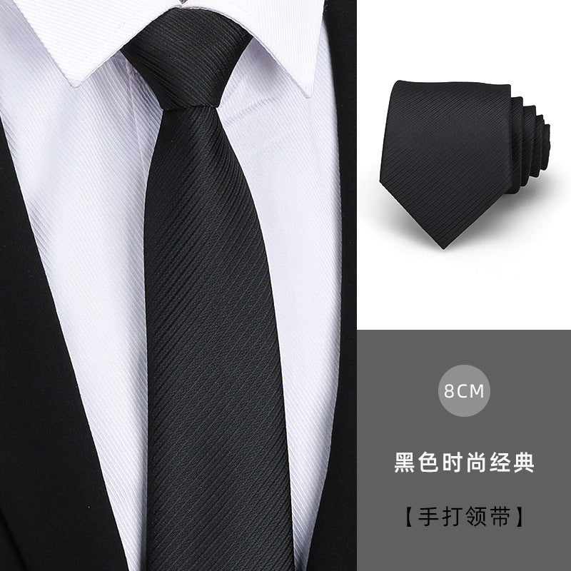 Tie men's formal wear business black glossy narrow zipper professional wedding groom korean zipper hand tie