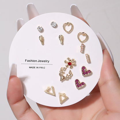 Small Stud Earrings Set - Exquisite 7 Pairs with Simple Color and Zircon Details