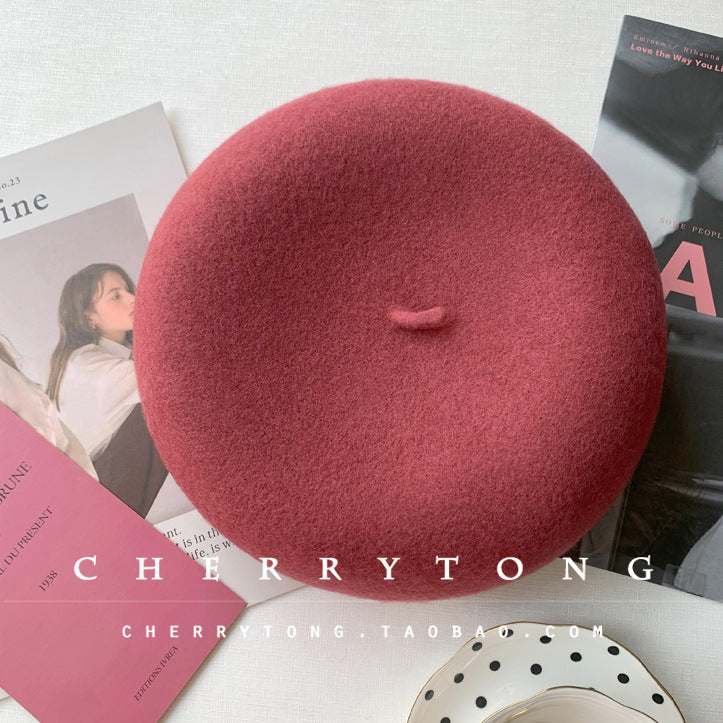 Retro Wool Beret  Cashmere & Wool Women's Hat for Autumn & Winter