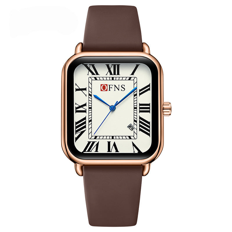 Women's Vintage Square Quartz Watch with Roman Numerals & Luminous Dial