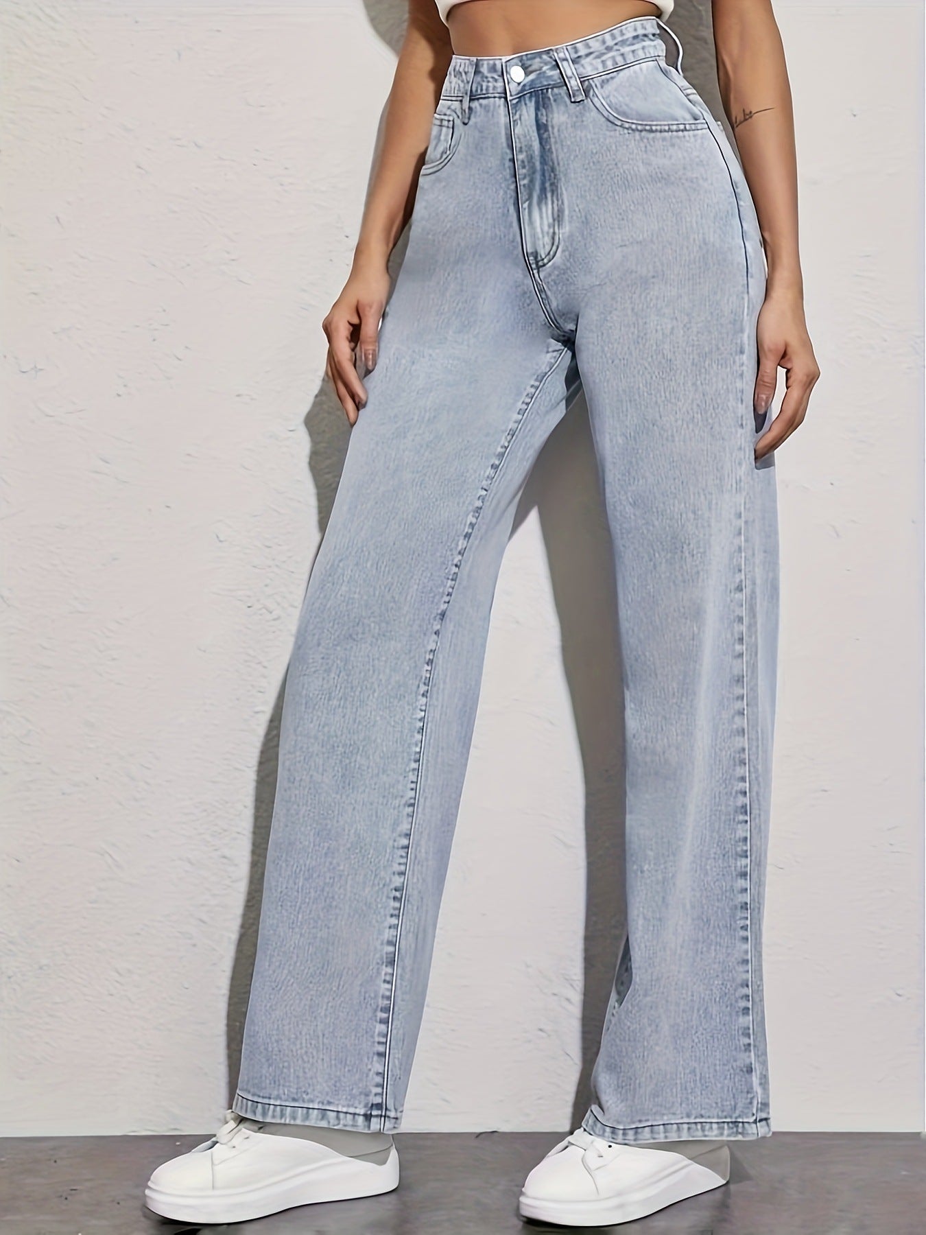 Women's casual jeans loose high-rise, wide-leg trousers