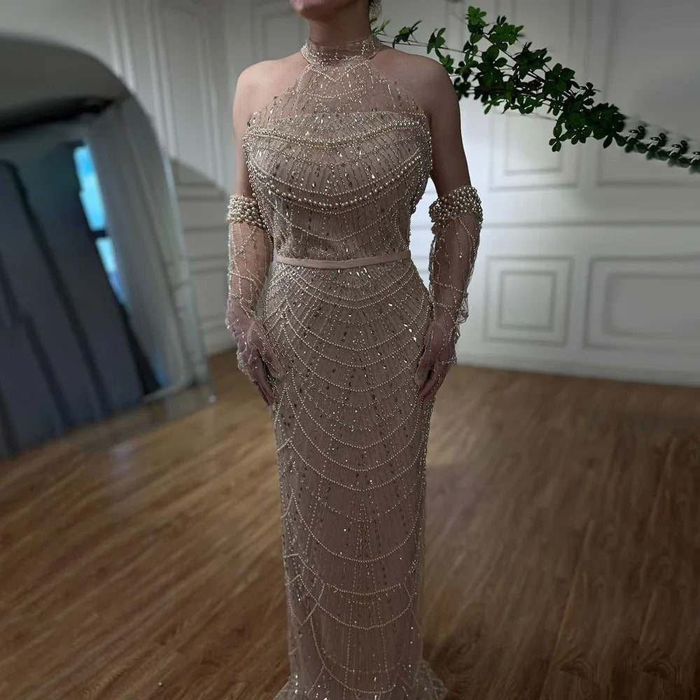 Elegant Dubai Pearl Light Luxury Gown
